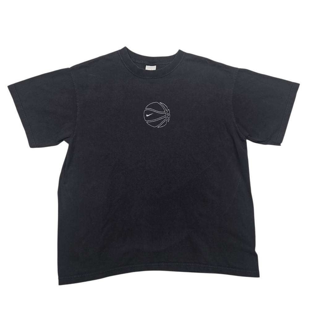 Nike T-Shirt Mens Large Black Vintage 90s Center Swoosh Basketball Embroidered‎